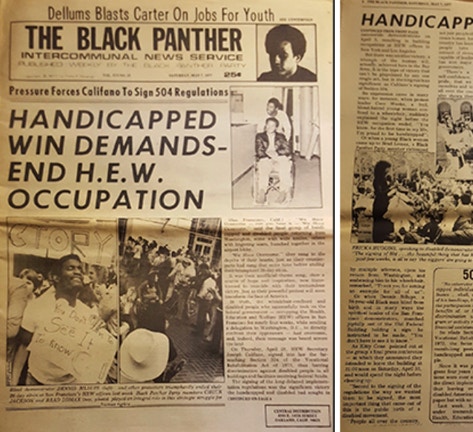 Newspaper headline reading The Black Panthers